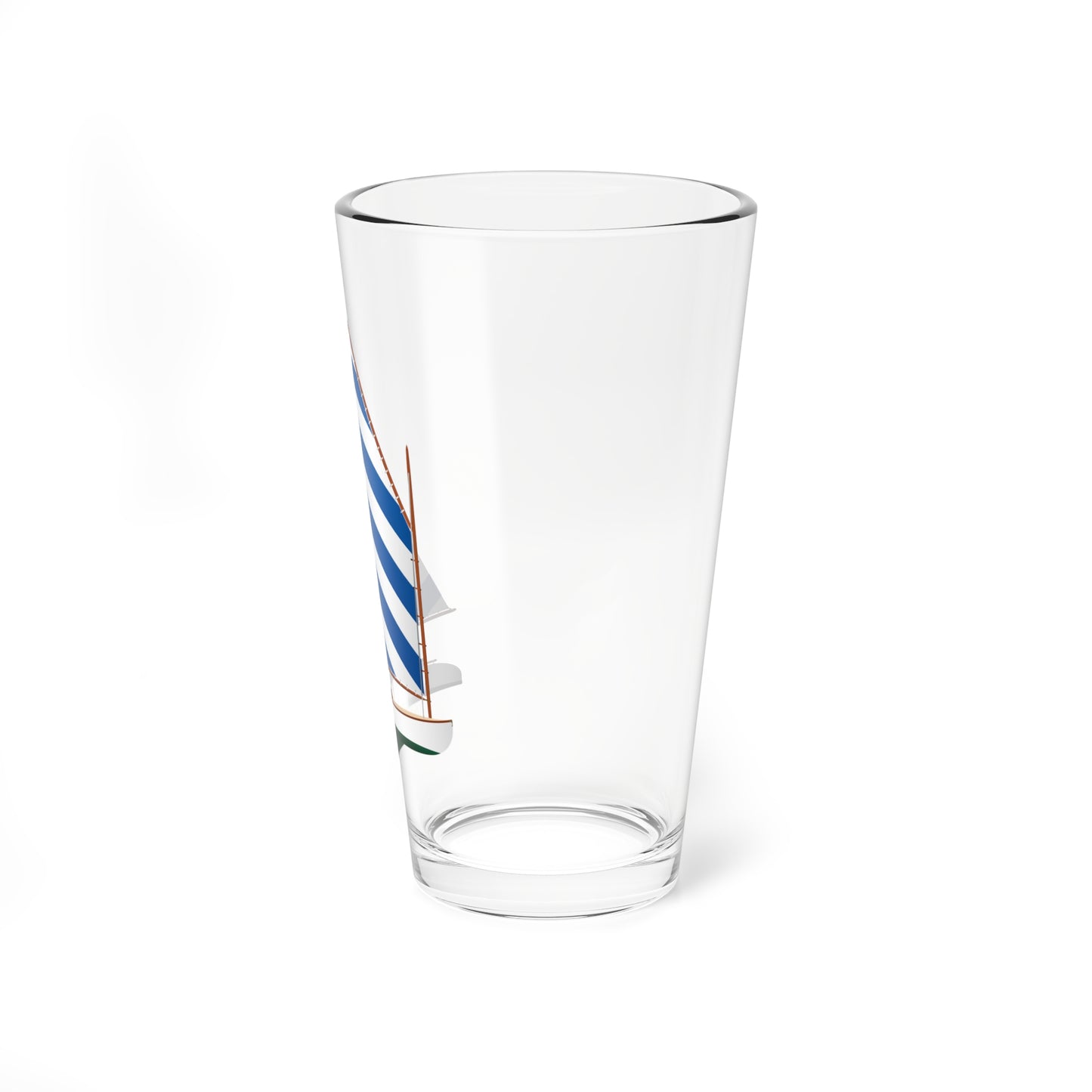 Catboat, Blue and White Sail, Pint Glass, 16oz