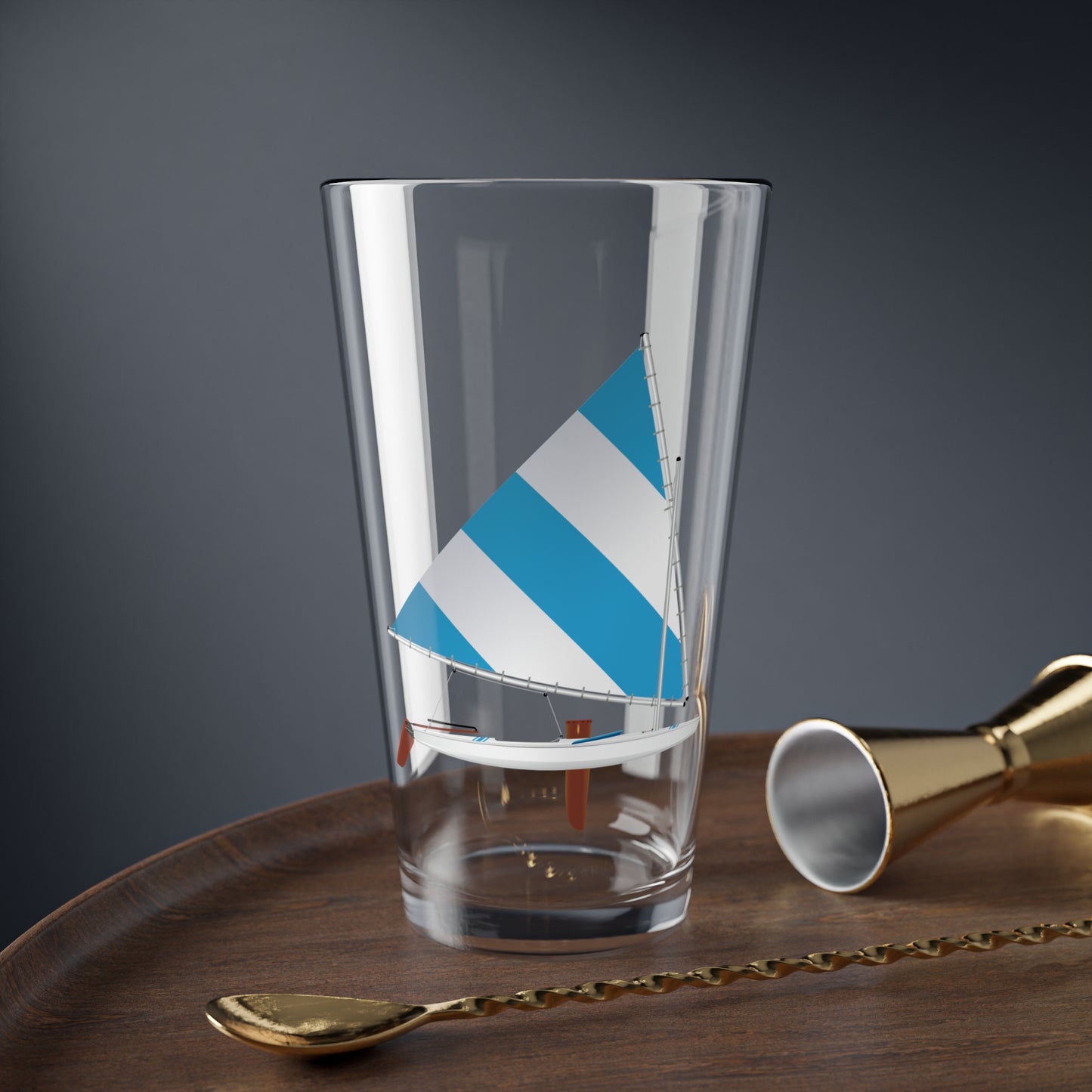 Blue and White Sail, Pint Glass, 16oz
