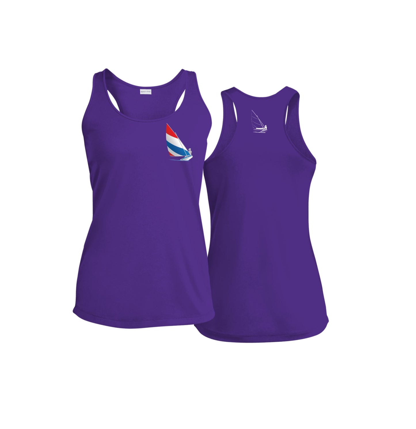 Red, White and Blue Sailing Shirt, Ladies Performance Racerback Tank
