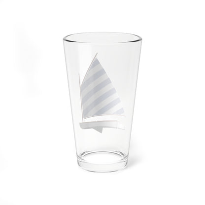 Catboat, Blue and White Sail, Pint Glass, 16oz