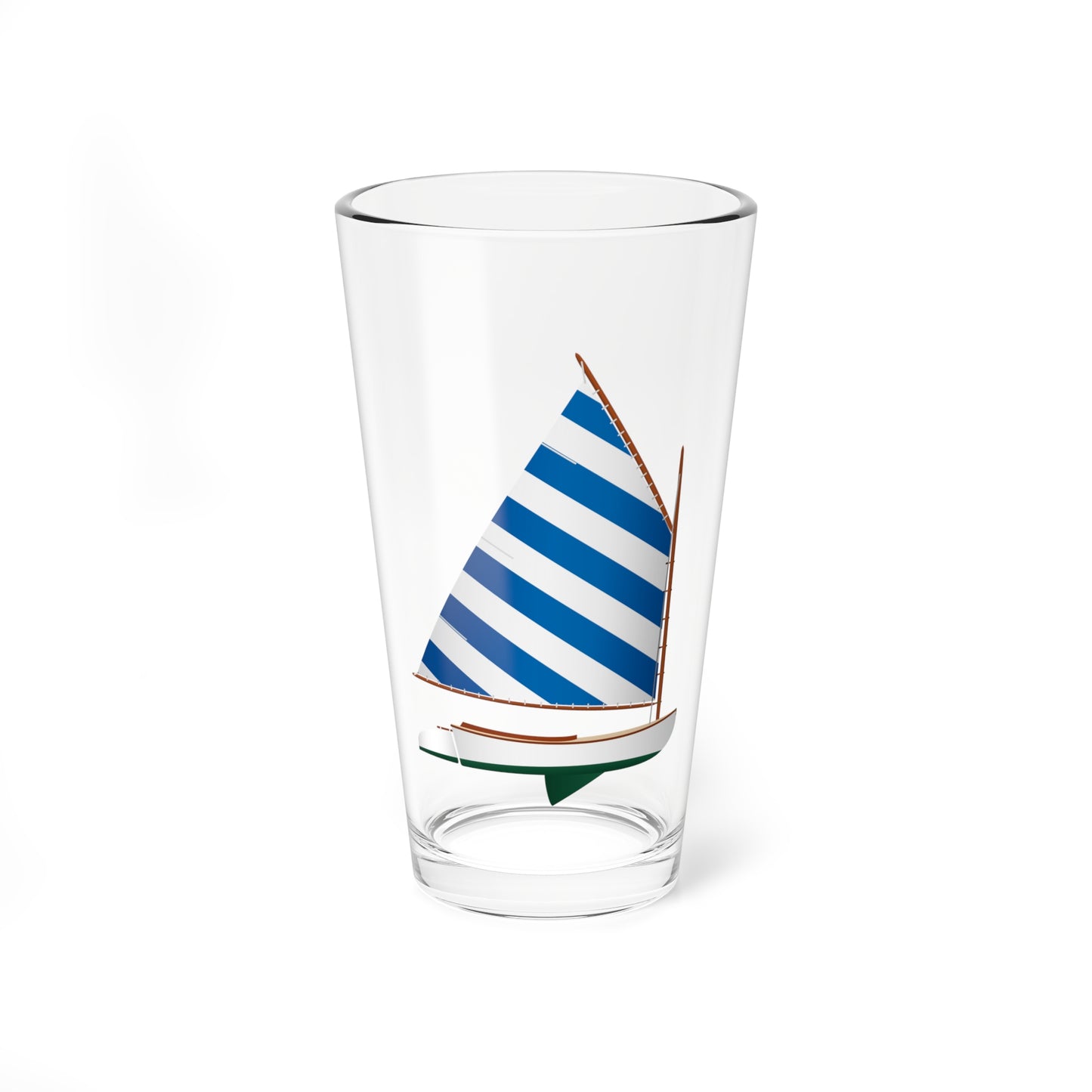 Catboat, Blue and White Sail, Pint Glass, 16oz