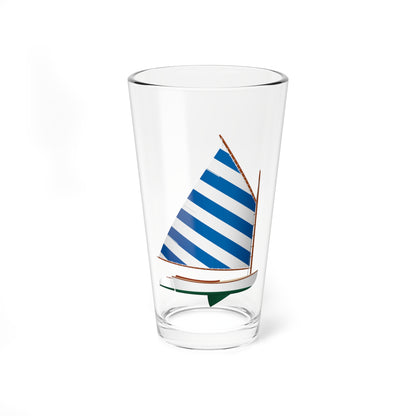 Catboat, Blue and White Sail, Pint Glass, 16oz