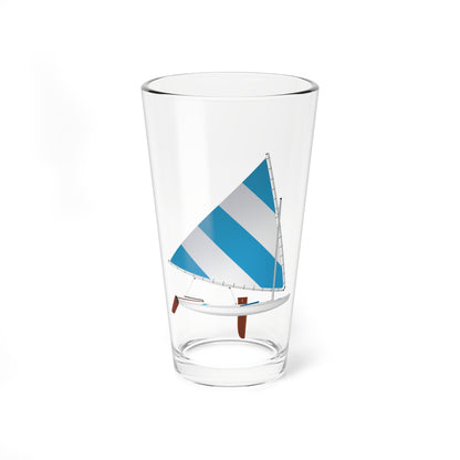 Blue and White Sail, Pint Glass, 16oz