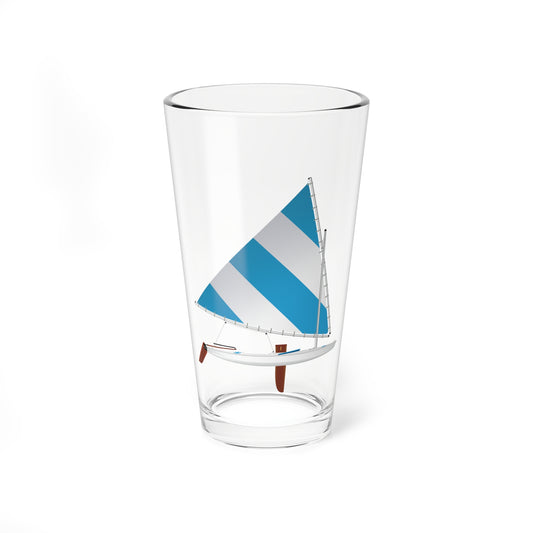 Blue and White Sail, Pint Glass, 16oz