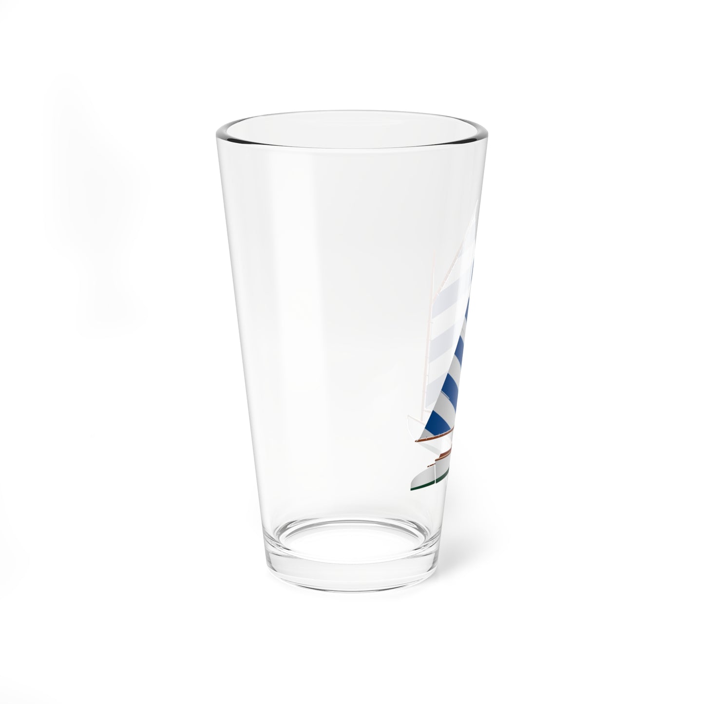 Catboat, Blue and White Sail, Pint Glass, 16oz