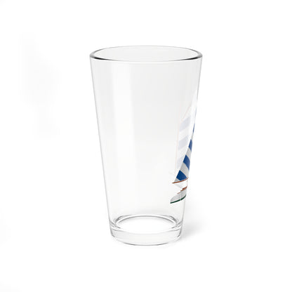 Catboat, Blue and White Sail, Pint Glass, 16oz
