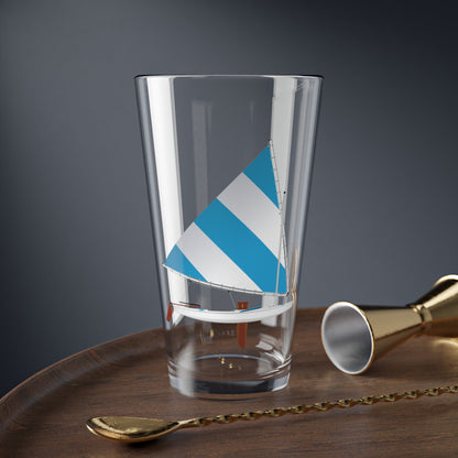 Blue and White Sail, Pint Glass, 16oz