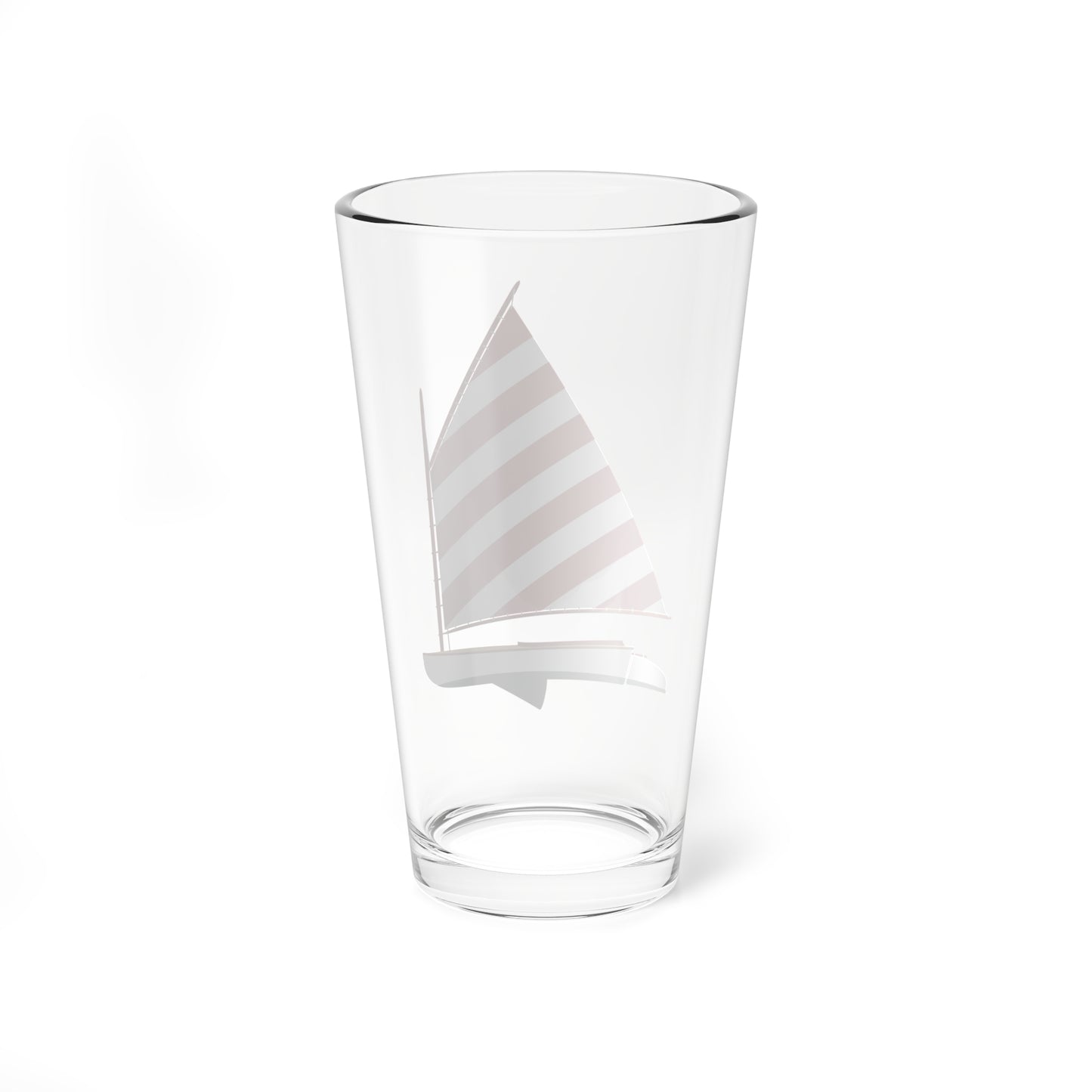 Cat boat, Red and White Sail, Pint Glass, 16oz