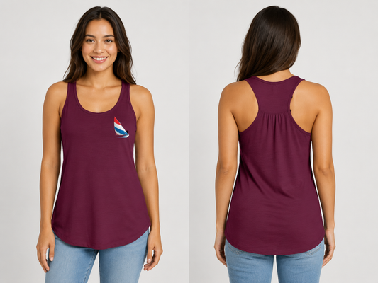Red, White and Blue Sailing, Flowy Racerback Tank