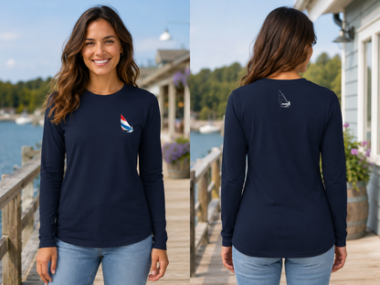 Red, White and Blue Sailing, Womens Jersey Long Sleeve Tee