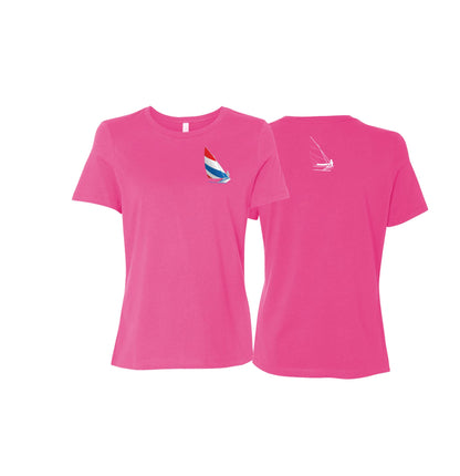 Red, White and Blue Sailing,  Ladies Relaxed Jersey Short-Sleeve T-Shirt