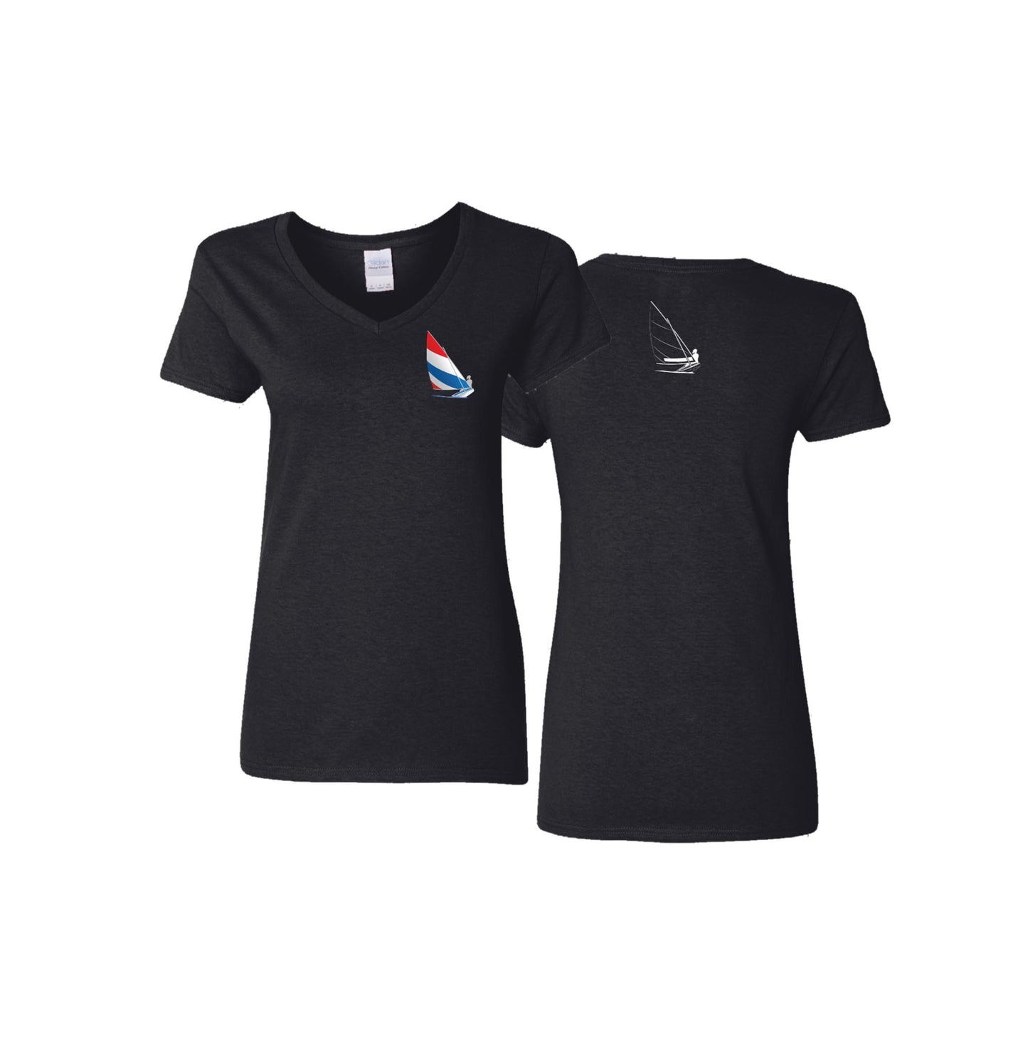 Red, White and Blue Sailing,  Ladies' 5.3 oz. V-Neck T-Shirt