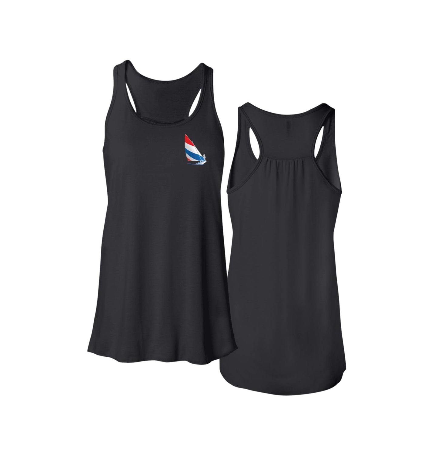 Red, White and Blue Sailing, Flowy Racerback Tank