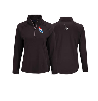 Red, White and Blue Sailing, Womens Coastline Recycled Quarter Zip
