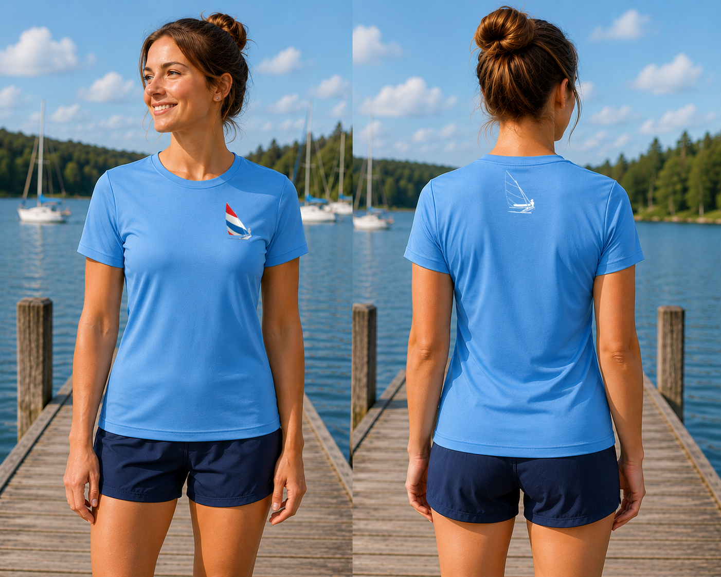 Red, White and Blue Women's Sailing Shirt! Performance Short Sleeve Tee