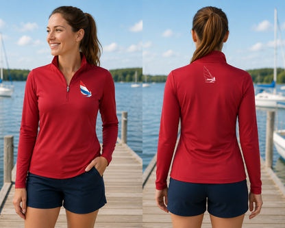 Red, White and Blue Sailing, Womens 1/4 Zip Pullover