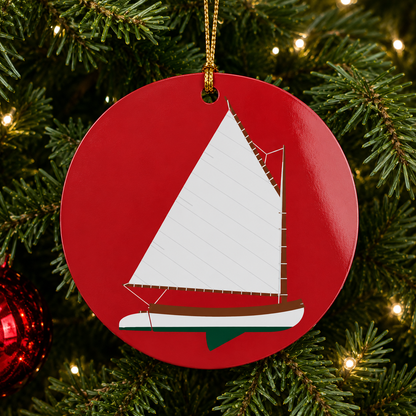 Metal Round Cat Boat Ornament
