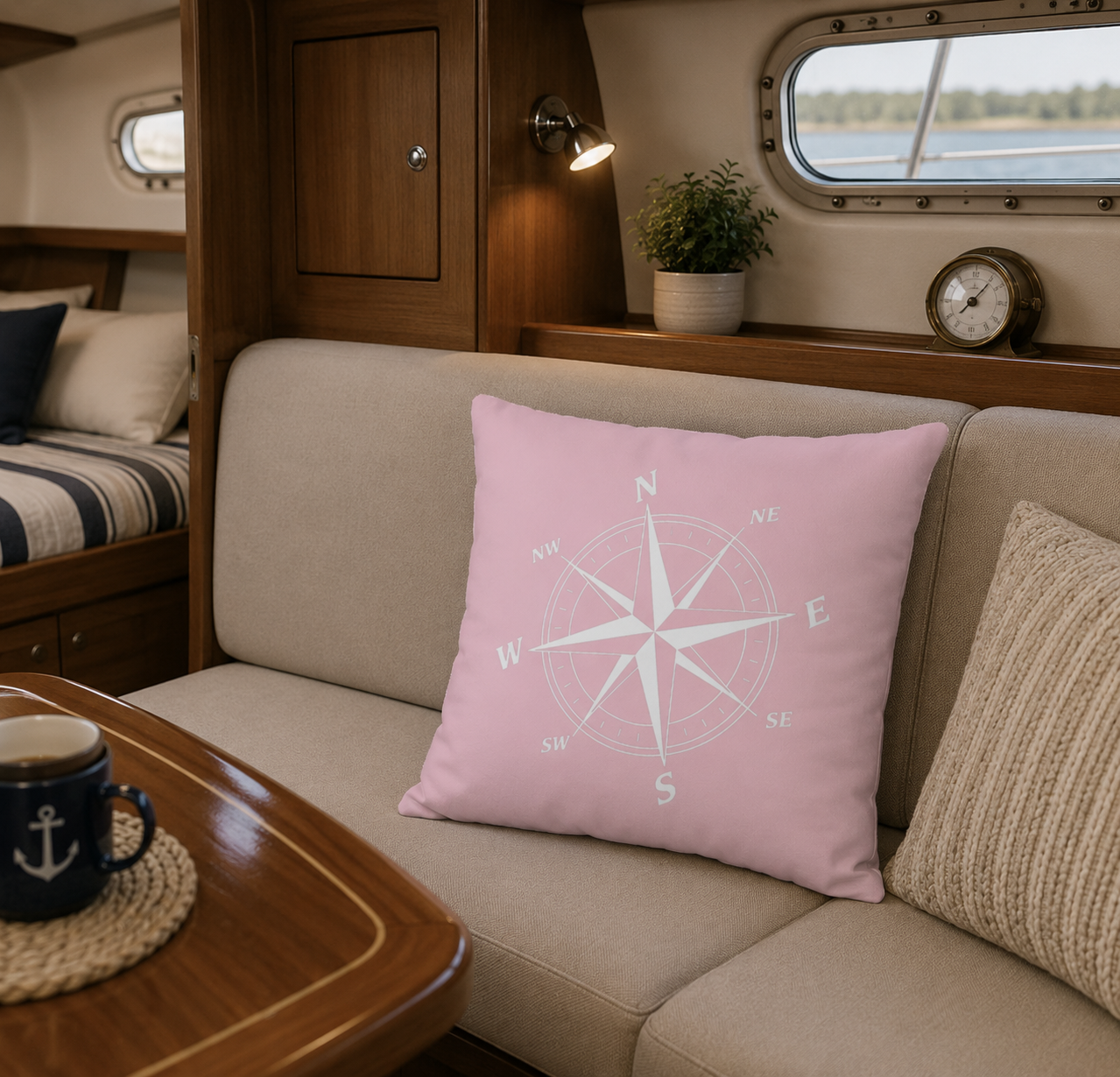 Large Compass Rose Square Pillow