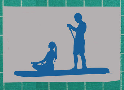 Silhouette of Couple Paddleboarding (SUP)