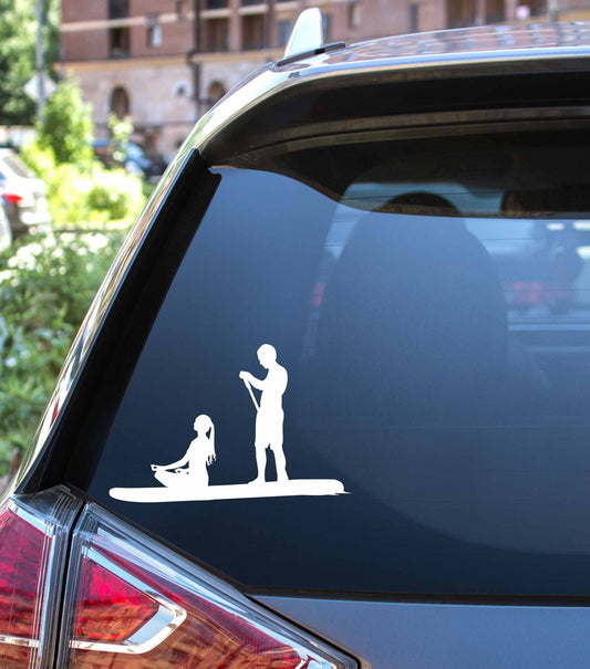Silhouette of Couple Paddleboarding (SUP)