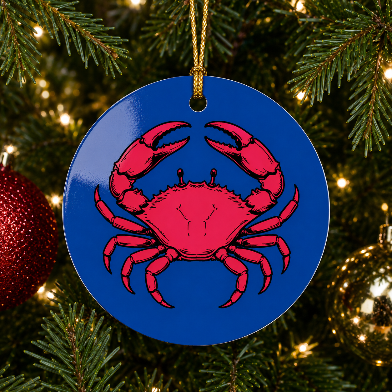 Metal Round Crab Ornament