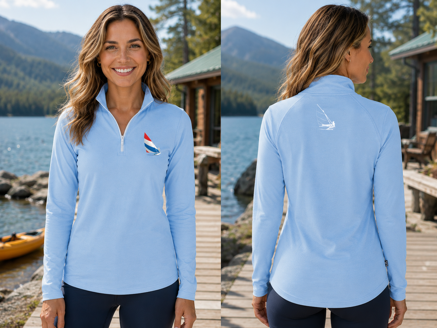 Red, White and Blue Sailing, Womens Coastline Recycled Quarter Zip