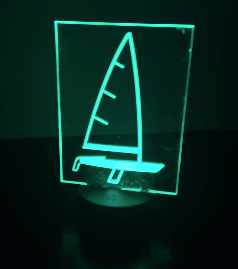 Laser outline sailboat LED nightlight / desk light