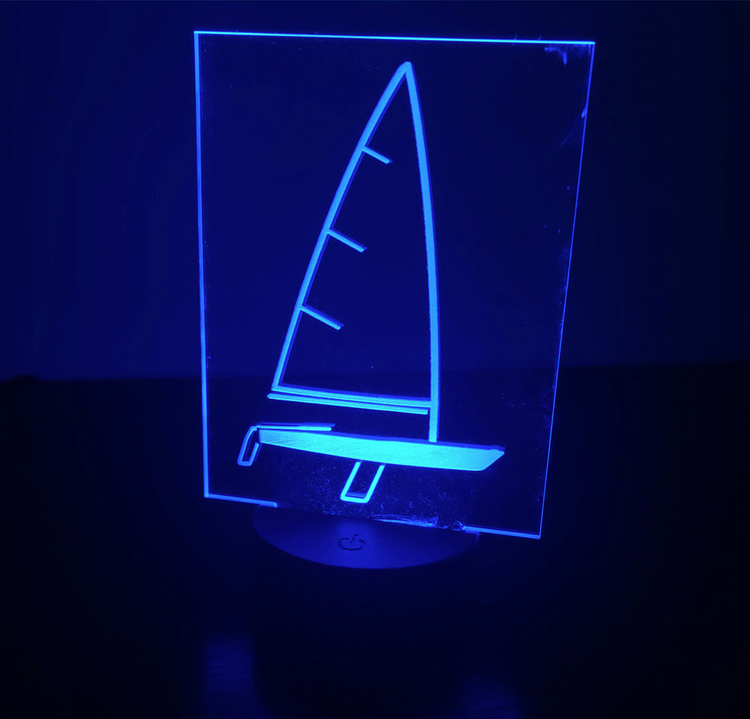Laser outline sailboat LED nightlight / desk light