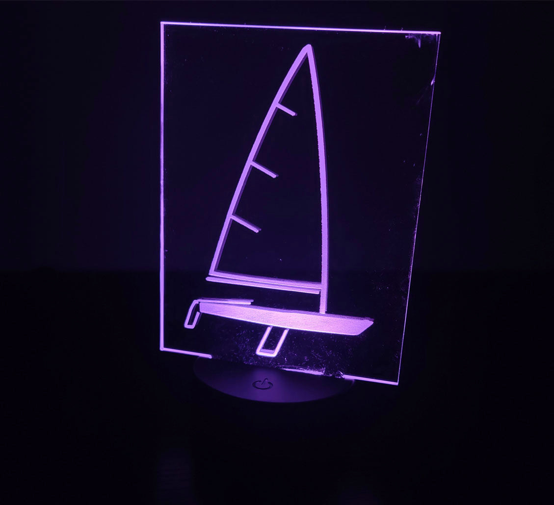 Laser outline sailboat LED nightlight / desk light