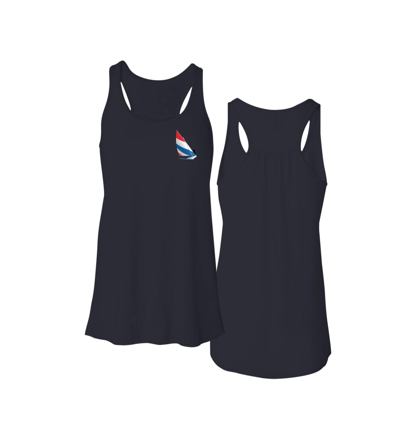 Red, White and Blue Sailing, Flowy Racerback Tank