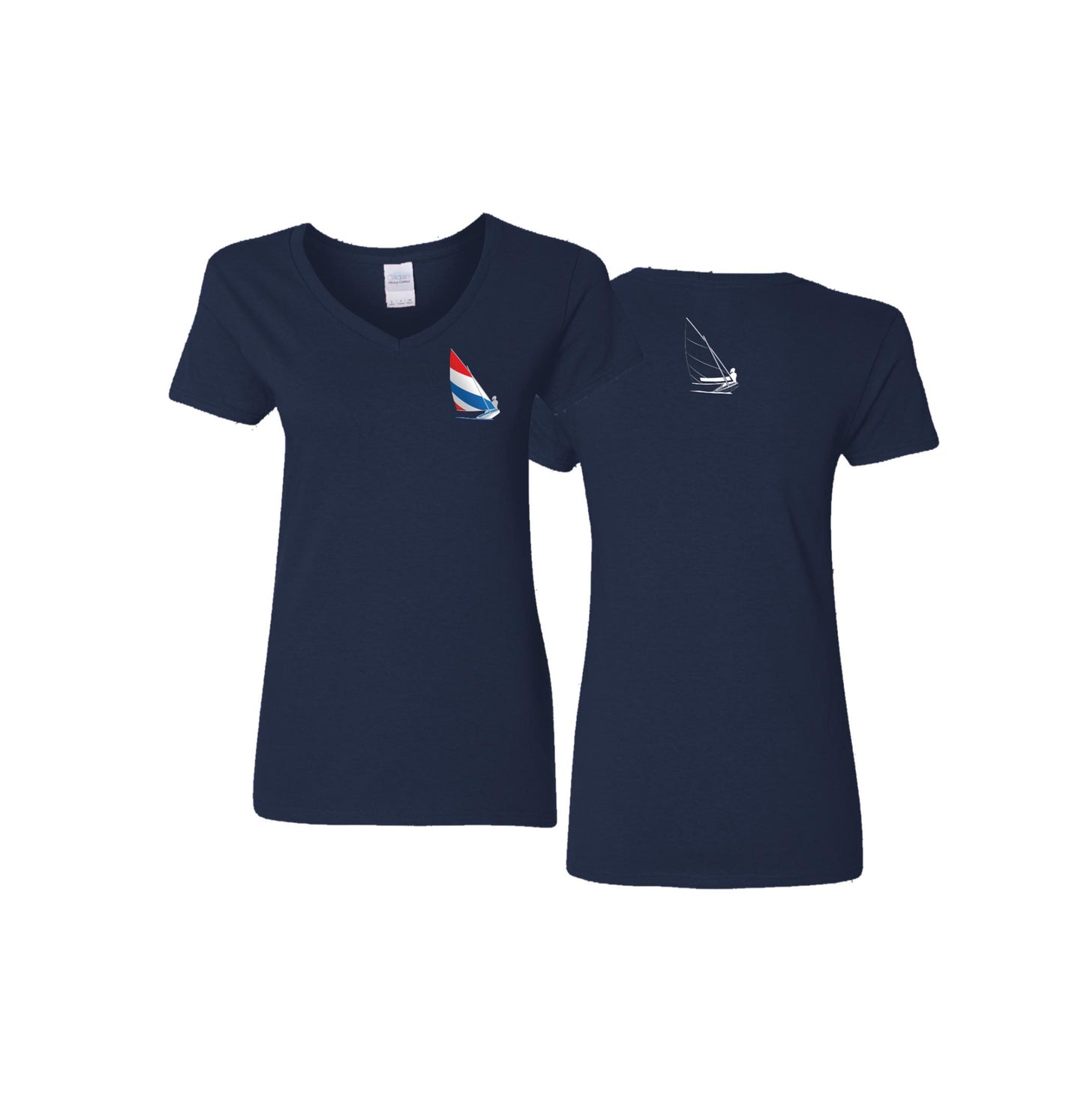 Red, White and Blue Sailing,  Ladies' 5.3 oz. V-Neck T-Shirt