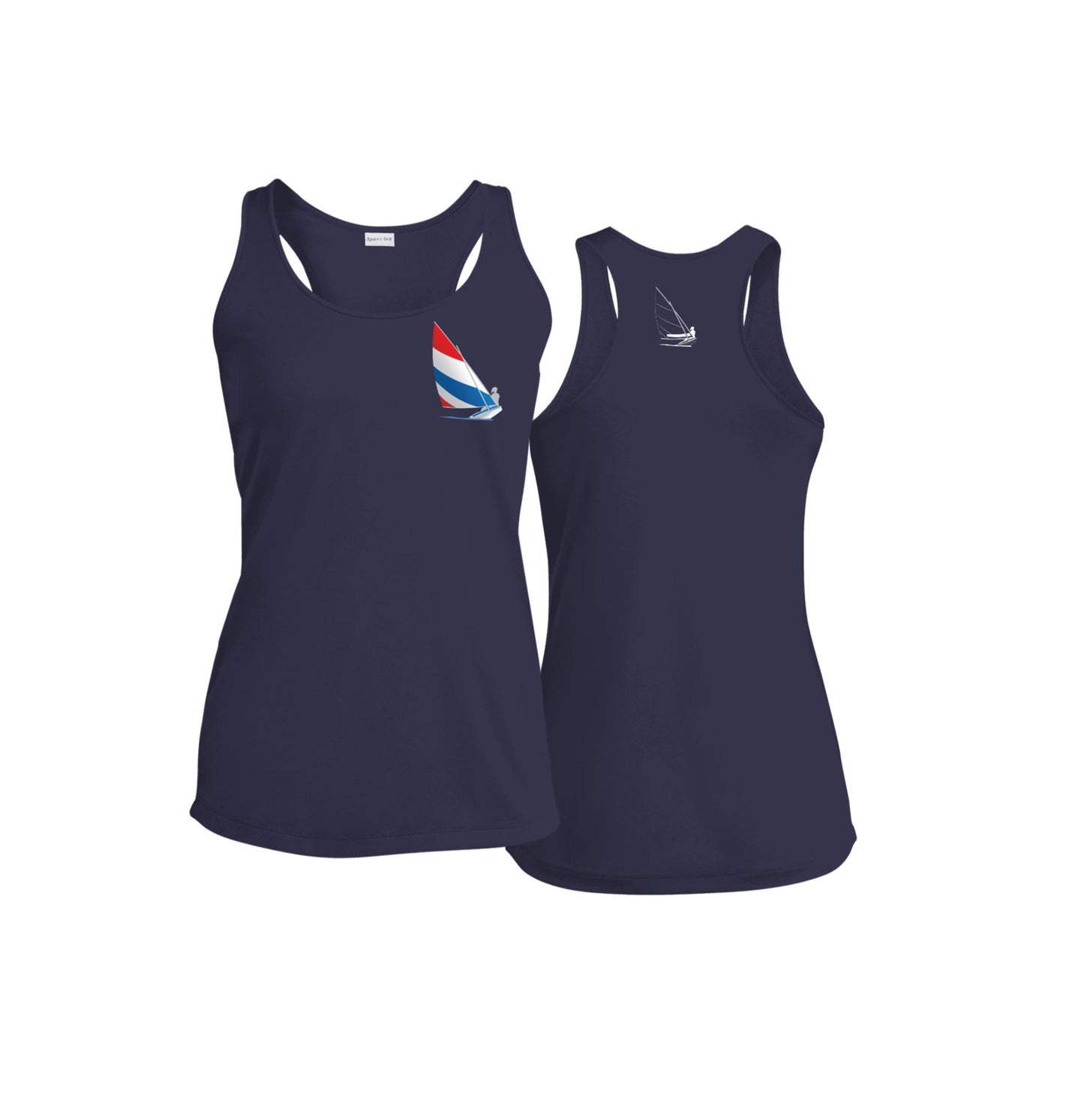 Red, White and Blue Sailing Shirt,  Ladies Performance Racerback Tank