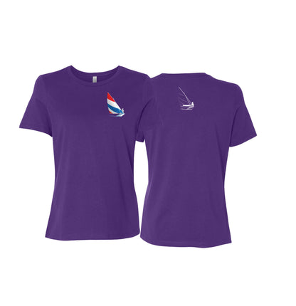 Red, White and Blue Sailing,  Ladies Relaxed Jersey Short-Sleeve T-Shirt