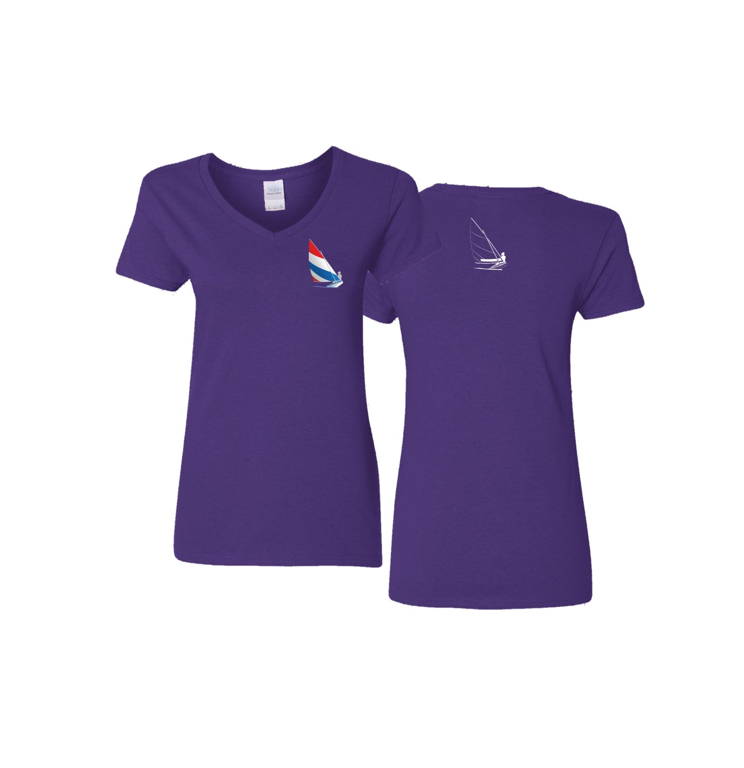 Red, White and Blue Sailing,  Ladies' 5.3 oz. V-Neck T-Shirt