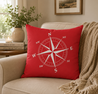 Medium Compass Rose Square Pillow