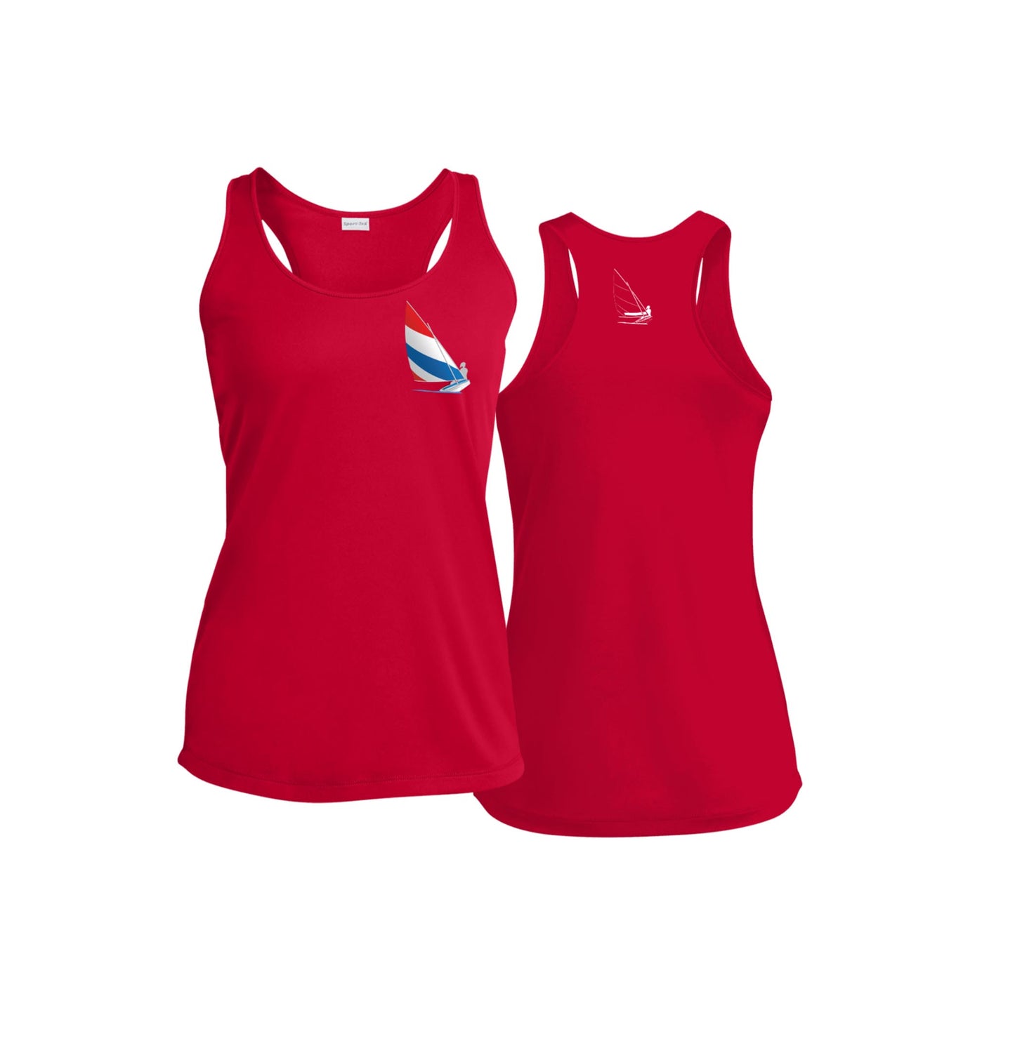Red, White and Blue Sailing Shirt,  Ladies Performance Racerback Tank