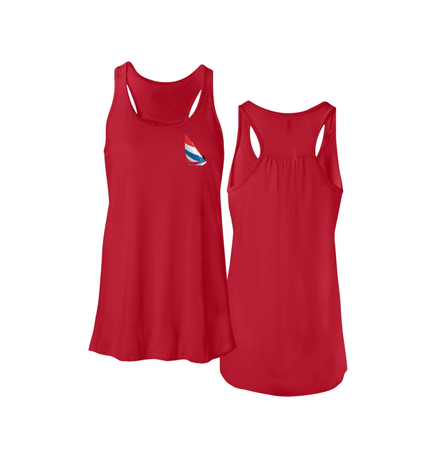 Red, White and Blue Sailing, Flowy Racerback Tank