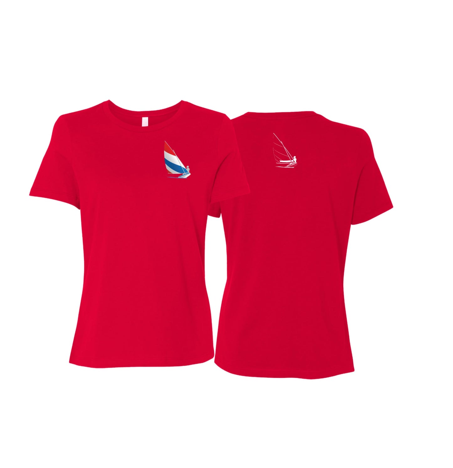 Red, White and Blue Sailing,  Ladies Relaxed Jersey Short-Sleeve T-Shirt