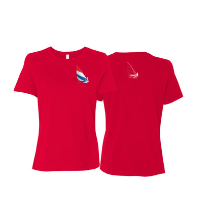 Red, White and Blue Sailing,  Ladies Relaxed Jersey Short-Sleeve T-Shirt