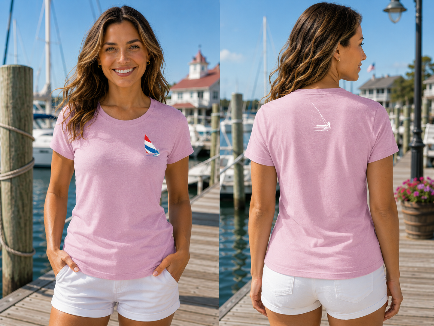 Red, White and Blue Sailing,  Ladies Relaxed Jersey Short-Sleeve T-Shirt