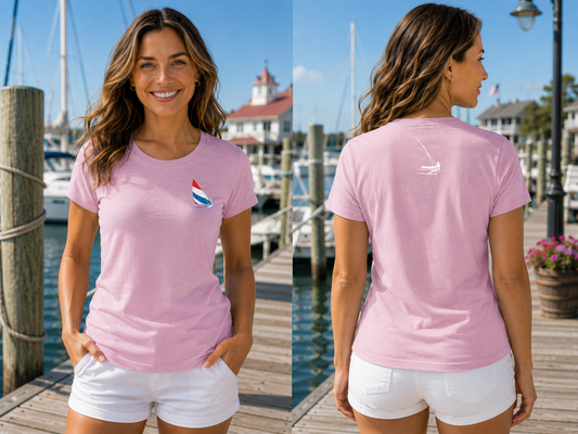 Red, White and Blue Sailing,  Ladies Relaxed Jersey Short-Sleeve T-Shirt