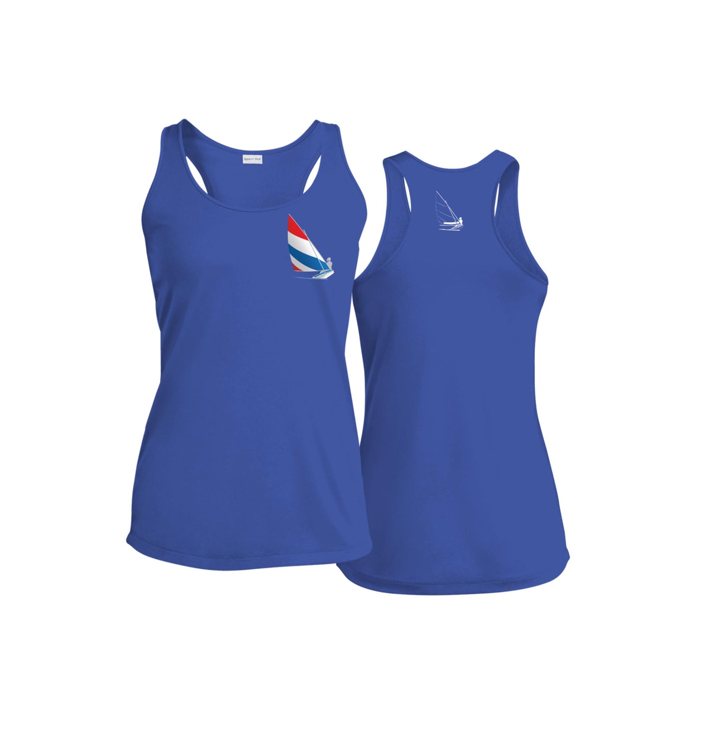Red, White and Blue Sailing Shirt,  Ladies Performance Racerback Tank