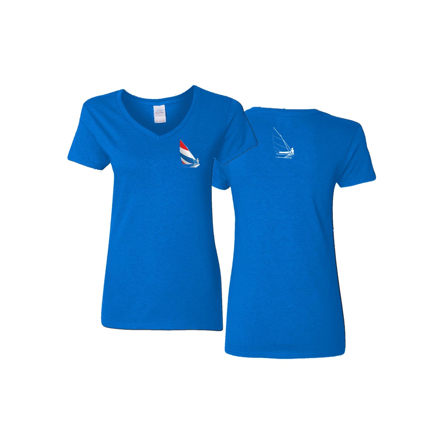 Red, White and Blue Sailing,  Ladies' 5.3 oz. V-Neck T-Shirt