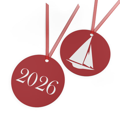 Metal Round Sailboat Ornament