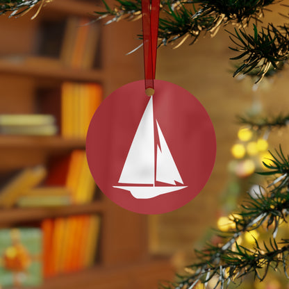 Metal Round Sailboat Ornament