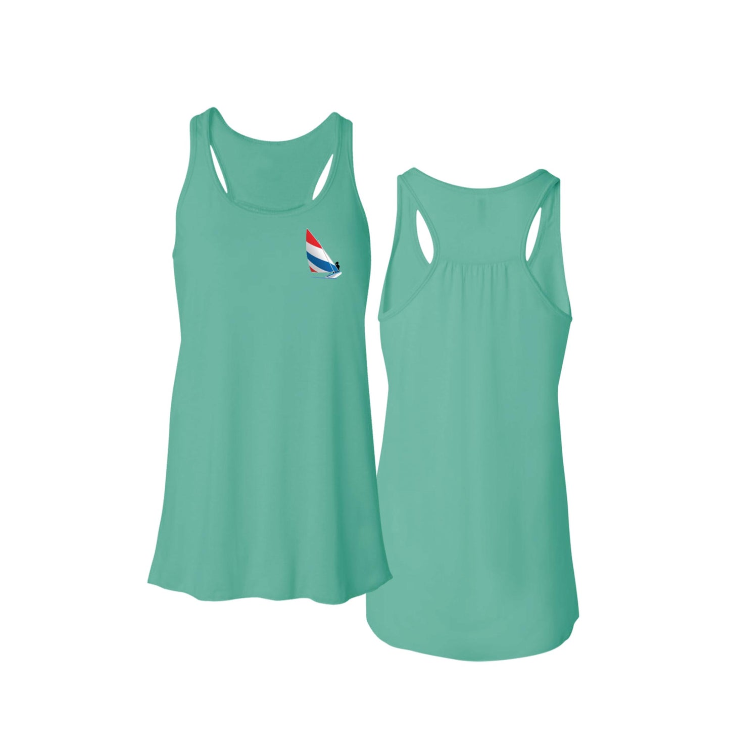 Red, White and Blue Sailing, Flowy Racerback Tank
