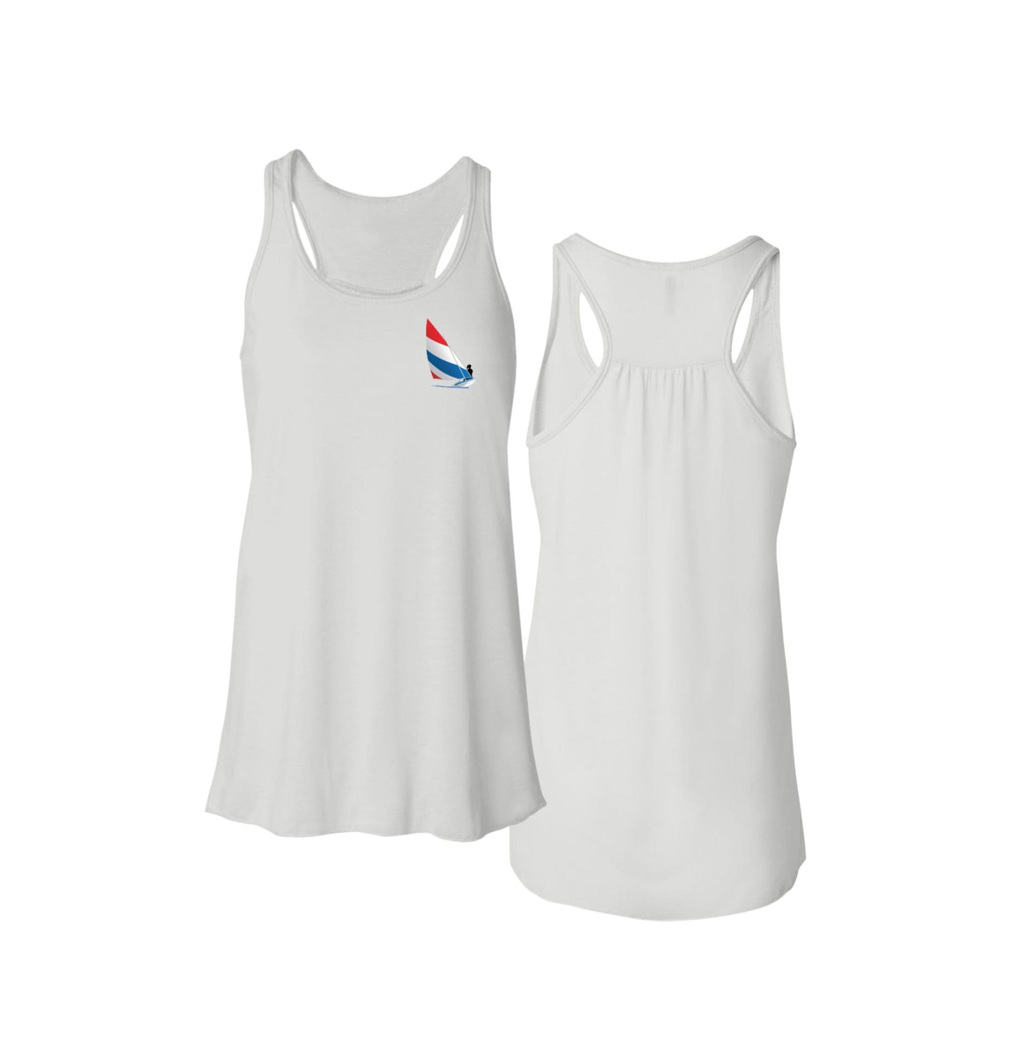 Red, White and Blue Sailing, Flowy Racerback Tank