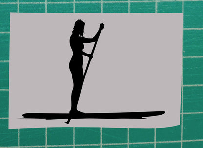 Woman Paddle boarding Vinyl Silhouette Sticker