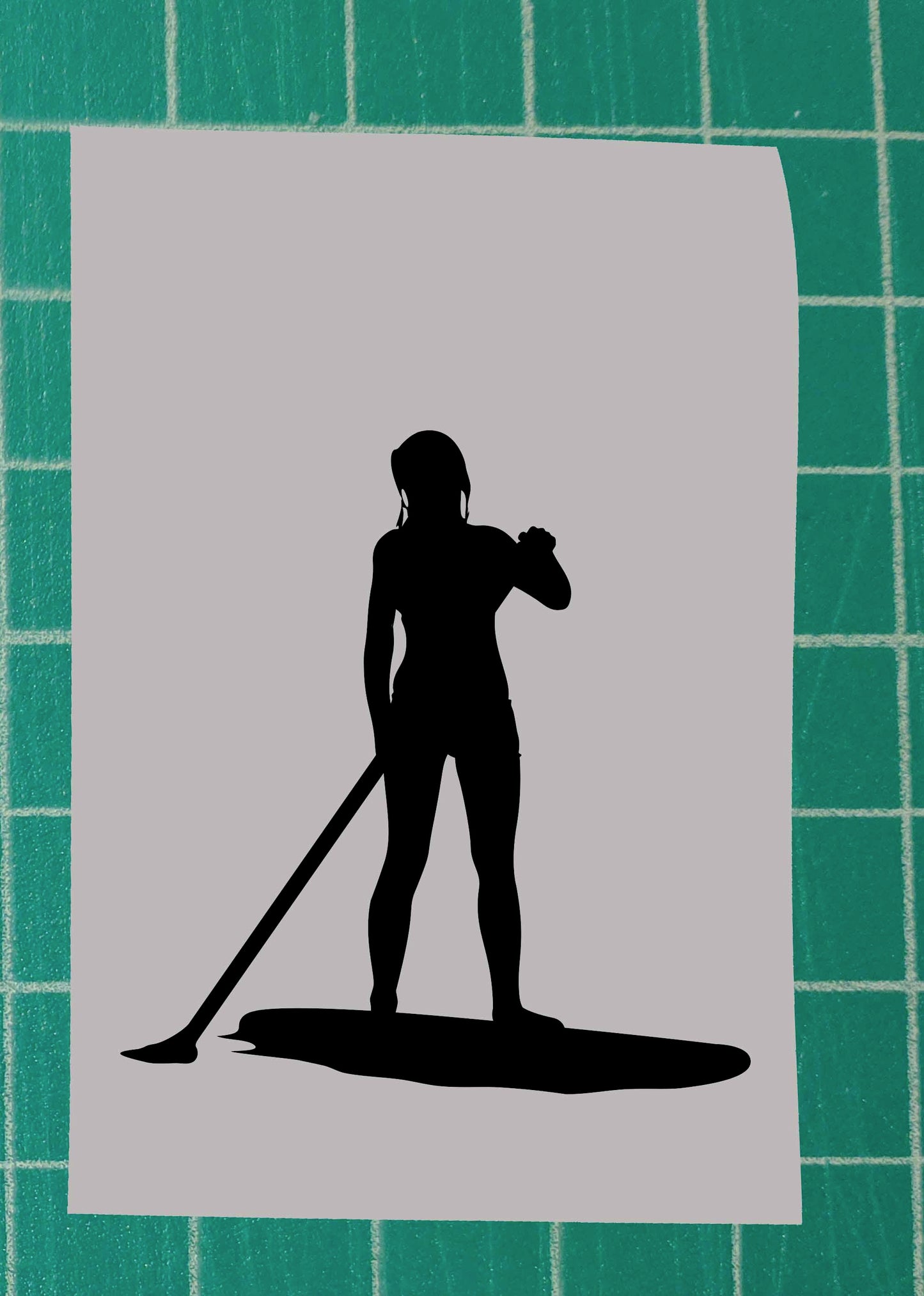 Woman Standing Paddle Boarding Vinyl Silhouette Sticker