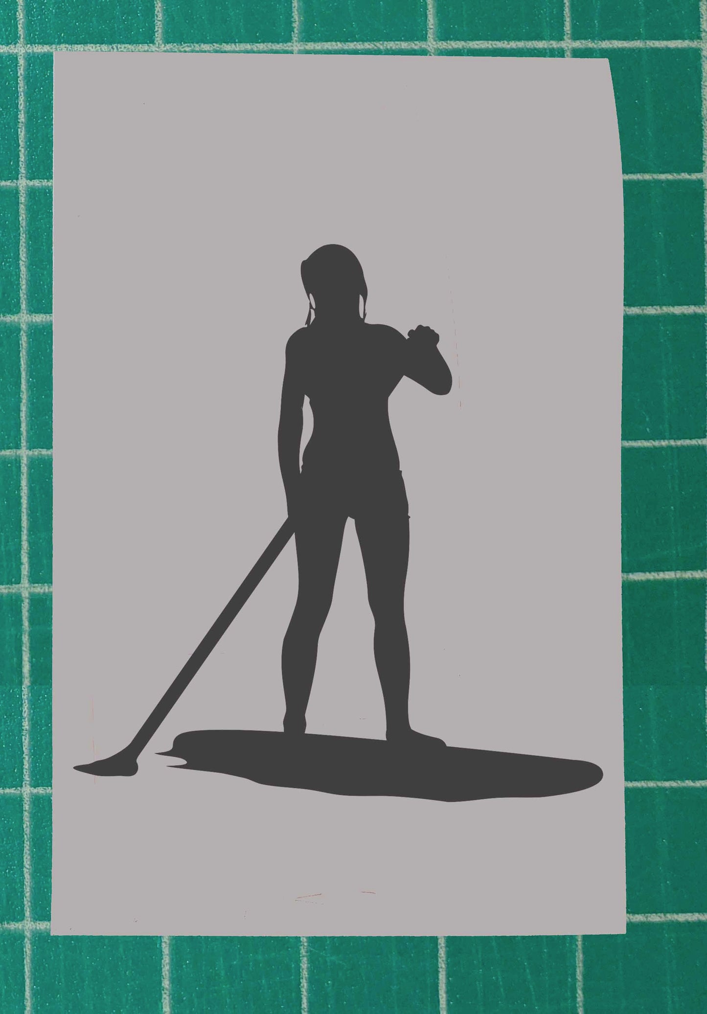 Woman Standing Paddle Boarding Vinyl Silhouette Sticker